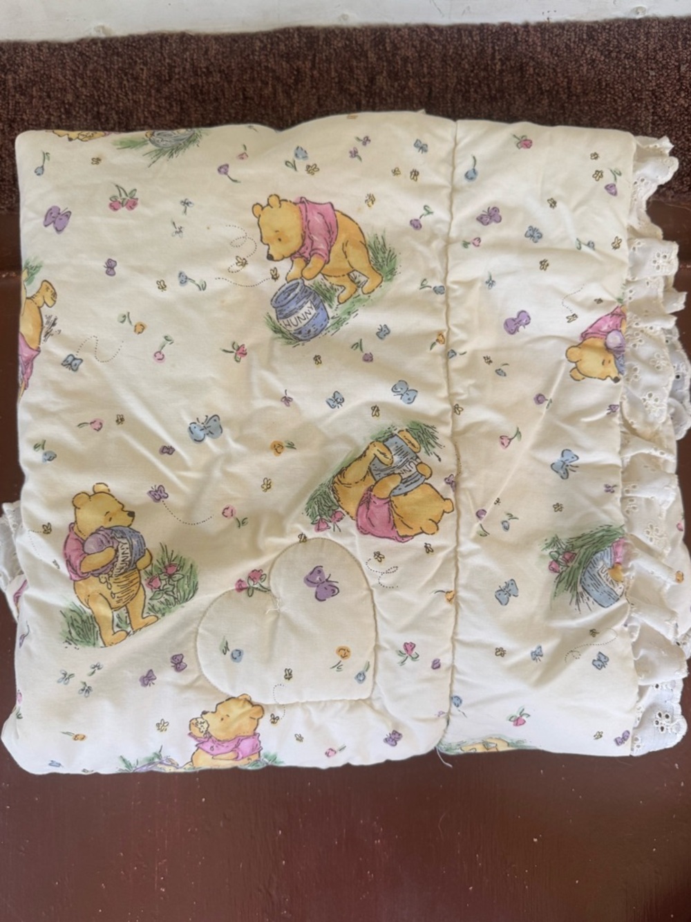 Classic Pooh Cream Baby Quilt with Ruffled Edge - Picture 9 of 11